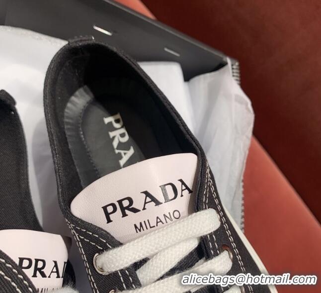 Good Quality Prada Synthesis Low-top Canvas Sneakers 030615 Black 2021