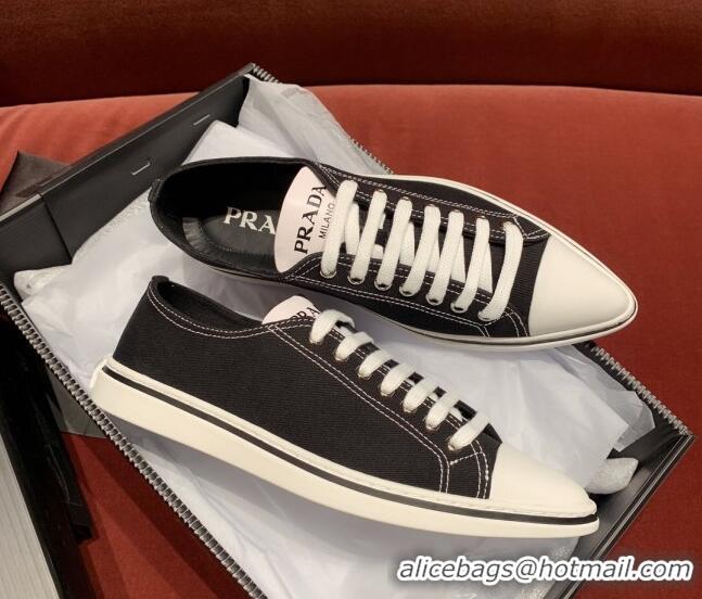 Good Quality Prada Synthesis Low-top Canvas Sneakers 030615 Black 2021