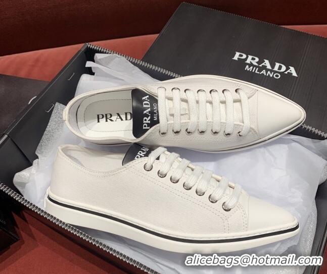 Good Product Prada Synthesis Low-top Canvas Sneakers 030615 White 2021