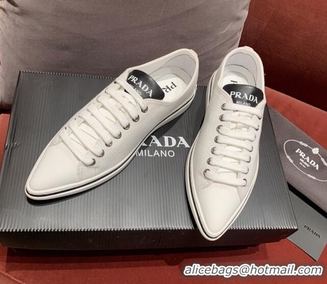 Good Product Prada Synthesis Low-top Canvas Sneakers 030615 White 2021