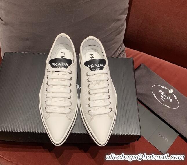 Good Product Prada Synthesis Low-top Canvas Sneakers 030615 White 2021