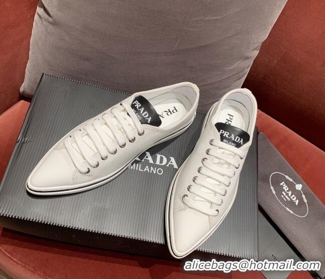 Good Product Prada Synthesis Low-top Canvas Sneakers 030615 White 2021