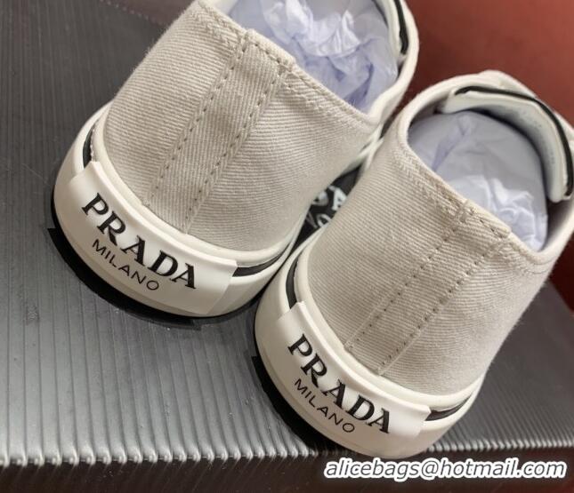 Good Product Prada Synthesis Low-top Canvas Sneakers 030615 White 2021