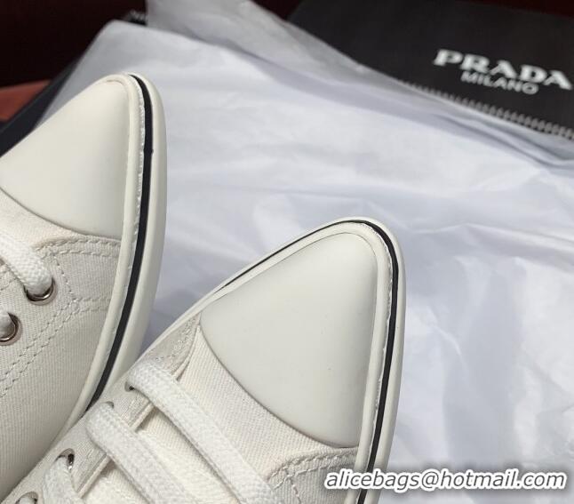 Good Product Prada Synthesis Low-top Canvas Sneakers 030615 White 2021