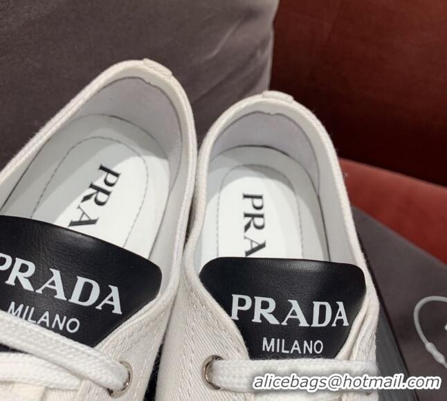 Good Product Prada Synthesis Low-top Canvas Sneakers 030615 White 2021