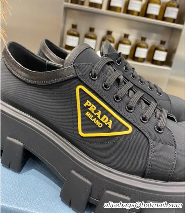 Low Price Prada Nylon Platform Sneakers 030617 Black/Yellow 2021