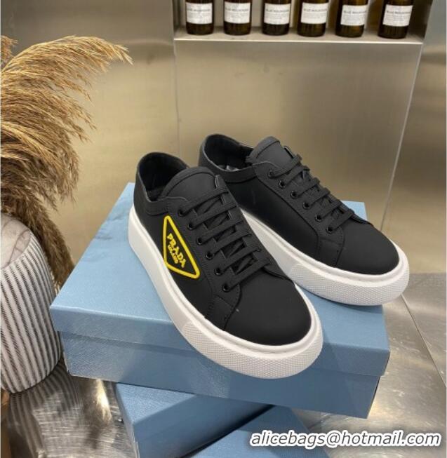 Pretty Style Prada Calfskin Low-top Sneakers 030623 Black/Yellow 2021