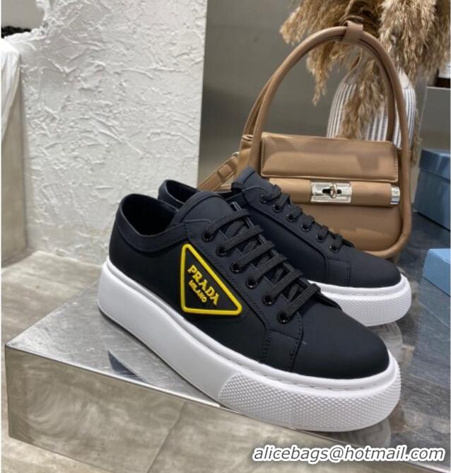 Pretty Style Prada Calfskin Low-top Sneakers 030623 Black/Yellow 2021