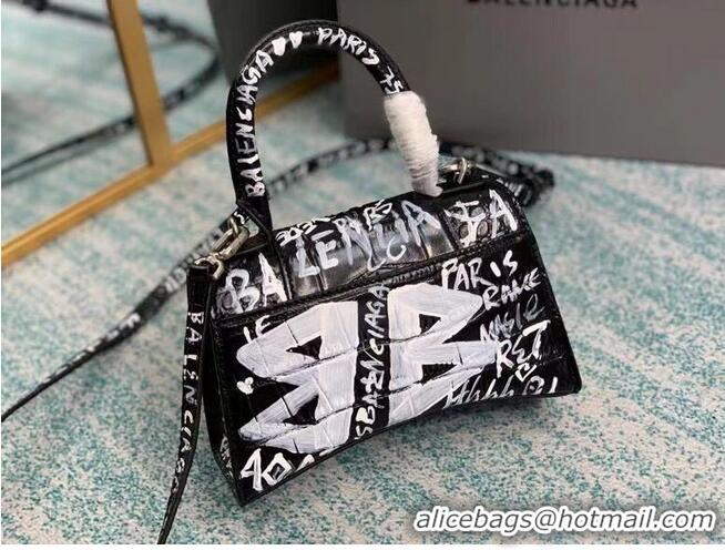 Super Quality Balenciaga Hourglass XS Top Handle Bag 28331S Black & White