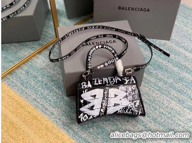 Super Quality Balenciaga Hourglass XS Top Handle Bag 28331S Black & White