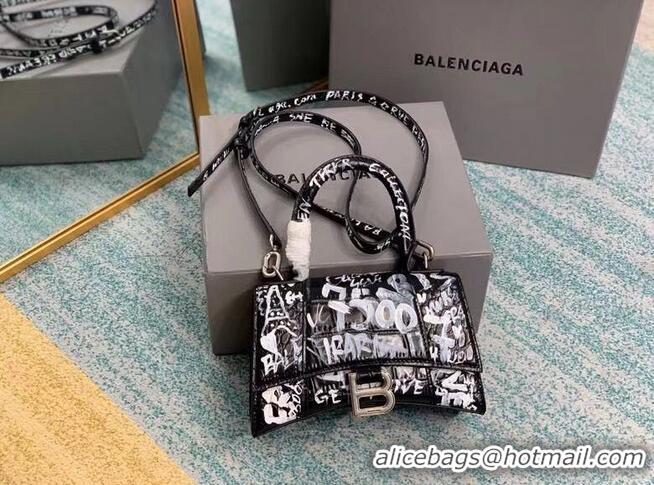 Super Quality Balenciaga Hourglass XS Top Handle Bag 28331S Black & White