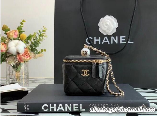 Best Price Chanel Original Caviar Leather Cosmetic Bag AP2195 Black