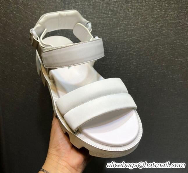 Low Cost Prada Monolith Silk Platform Strap Sandals 032939 White 2021