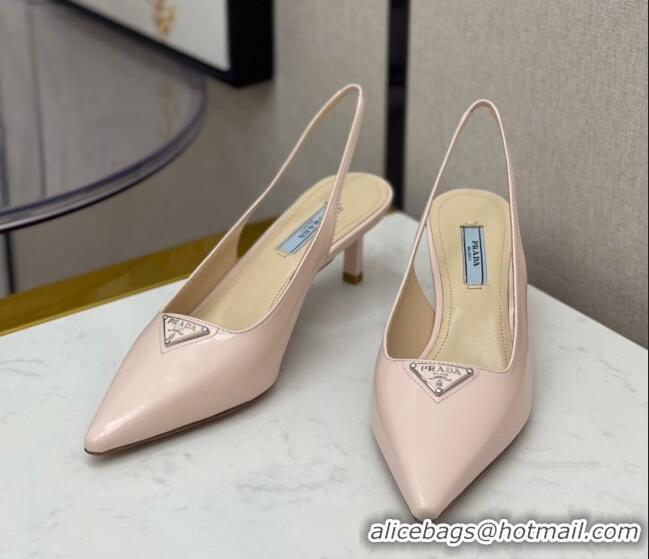 Good Product Prada Shiny Leather Slingpack Pumps 5.5cm 040704 Pink 2021