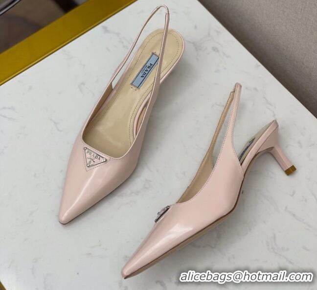 Good Product Prada Shiny Leather Slingpack Pumps 5.5cm 040704 Pink 2021