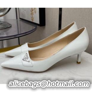 Low Price Prada Shiny Calfskin Pumps 5.5cm 040707 White 2021