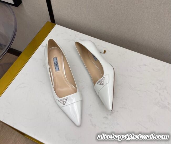 Low Price Prada Shiny Calfskin Pumps 5.5cm 040707 White 2021