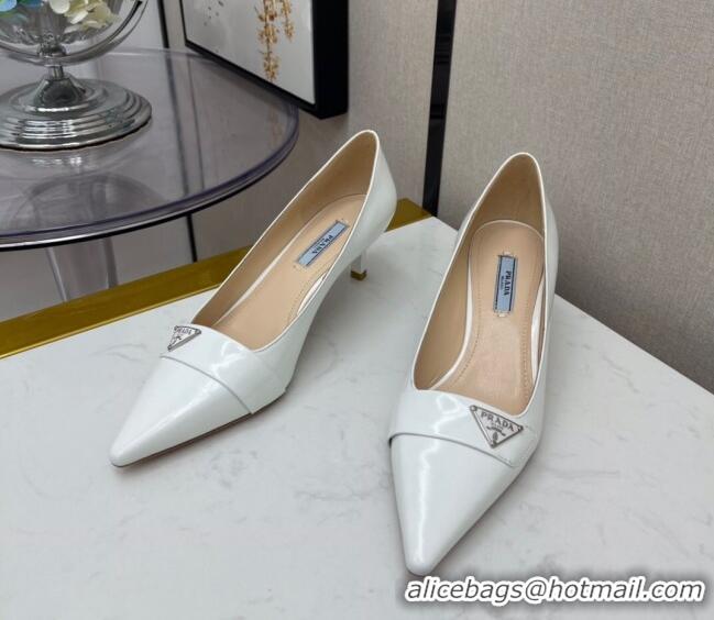 Low Price Prada Shiny Calfskin Pumps 5.5cm 040707 White 2021