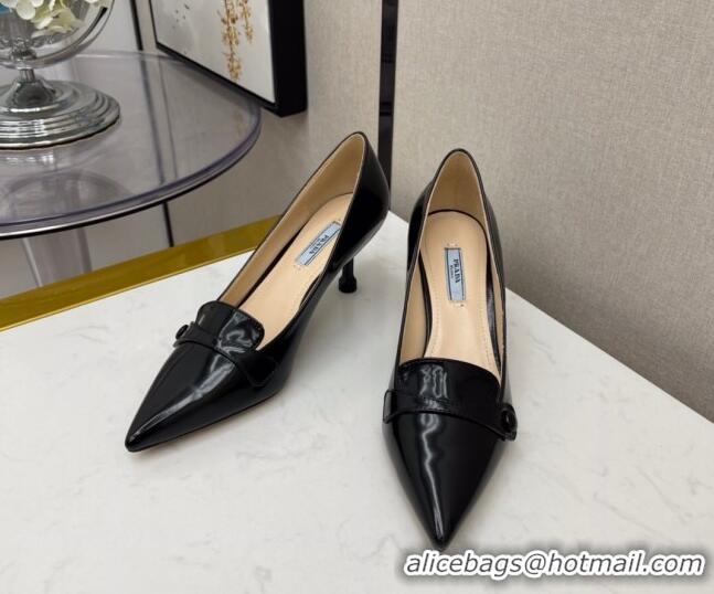 Low Price Prada Shiny Calfskin Pumps 6.5cm 040710 Black 2021