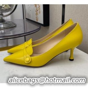 Top Design Prada Shiny Calfskin Pumps 6.5cm 040710 Yellow 2021