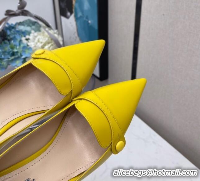 Top Design Prada Shiny Calfskin Pumps 6.5cm 040710 Yellow 2021