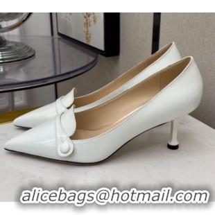 Luxury Cheap Prada Shiny Calfskin Pumps 6.5cm 040710 White 2021