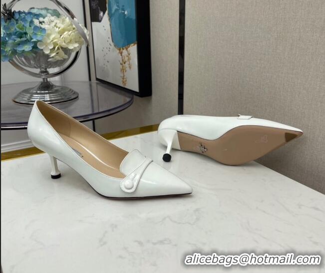 Luxury Cheap Prada Shiny Calfskin Pumps 6.5cm 040710 White 2021