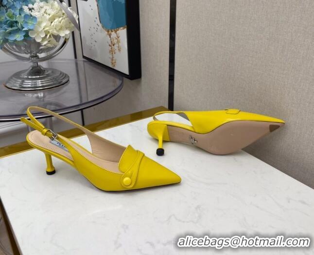 Good Taste Prada Shiny Calfskin Slingback Pumps 040713 Yellow 2021