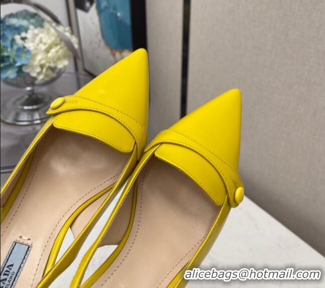 Good Taste Prada Shiny Calfskin Slingback Pumps 040713 Yellow 2021