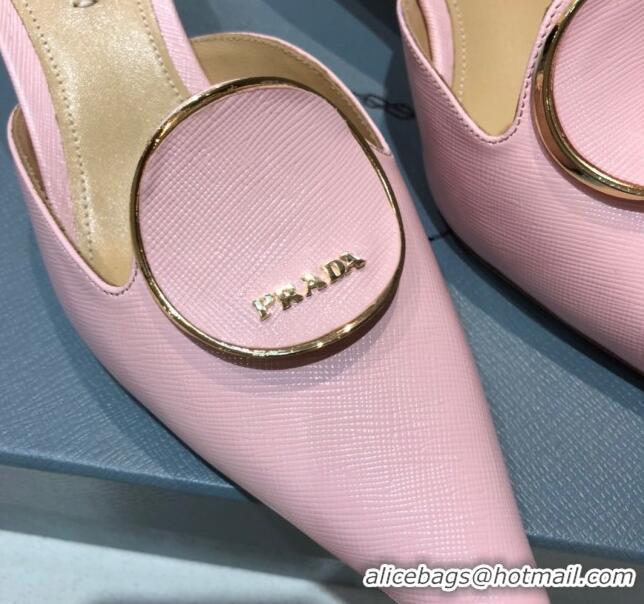 Discount Prada Calfskin Heel Mules 5.5cm 040746 Pink 2021