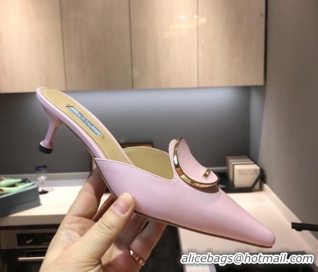 Discount Prada Calfskin Heel Mules 5.5cm 040746 Pink 2021