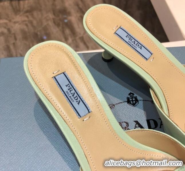 Shop Prada Calfskin Heel Mules 5.5cm 040746 Green 2021