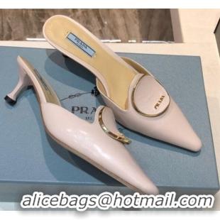 Popular Prada Calfskin Heel Mules 5.5cm 040746 Nude 2021