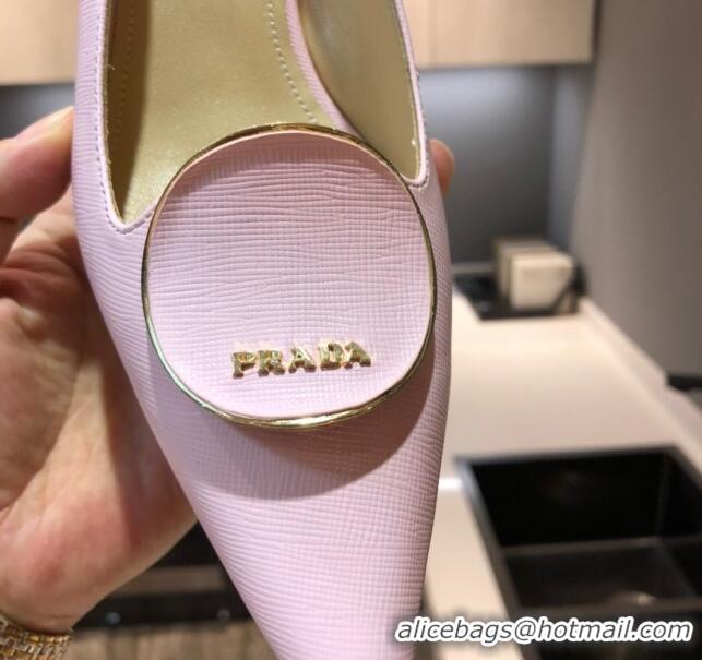 Cute Prada Calfskin Slingback Pumps 5.5cm 040747 Light Pink 2021