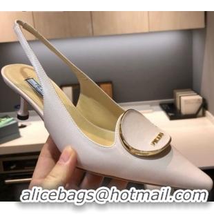 Best Price Prada Calfskin Slingback Pumps 5.5cm 040747 Nude Pink 2021