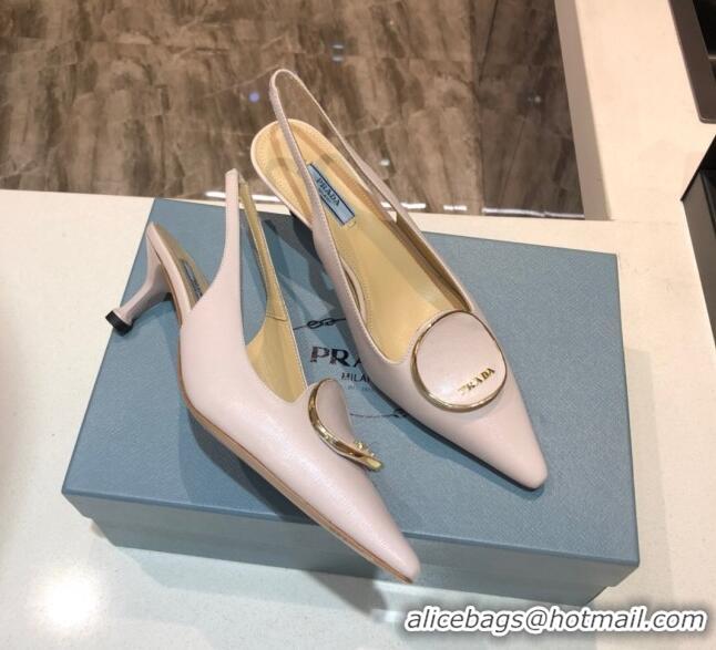 Best Price Prada Calfskin Slingback Pumps 5.5cm 040747 Nude Pink 2021