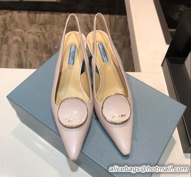 Best Price Prada Calfskin Slingback Pumps 5.5cm 040747 Nude Pink 2021