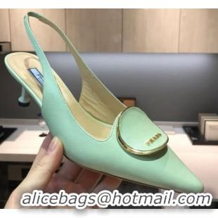 Perfect Prada Calfskin Slingback Pumps 5.5cm 040747 Green 2021