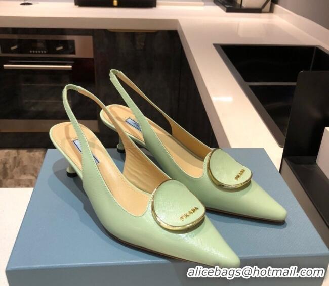 Perfect Prada Calfskin Slingback Pumps 5.5cm 040747 Green 2021