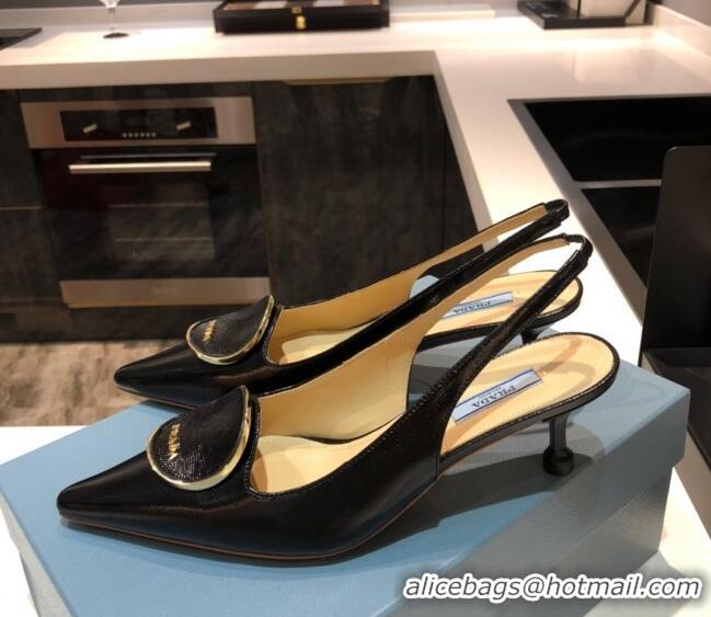 Affordable Price Prada Calfskin Slingback Pumps 5.5cm 040747 Black 2021