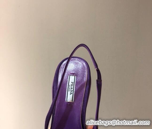 Grade Design Prada Silk Slingback Pumps 3cm 042795 Purple 2021