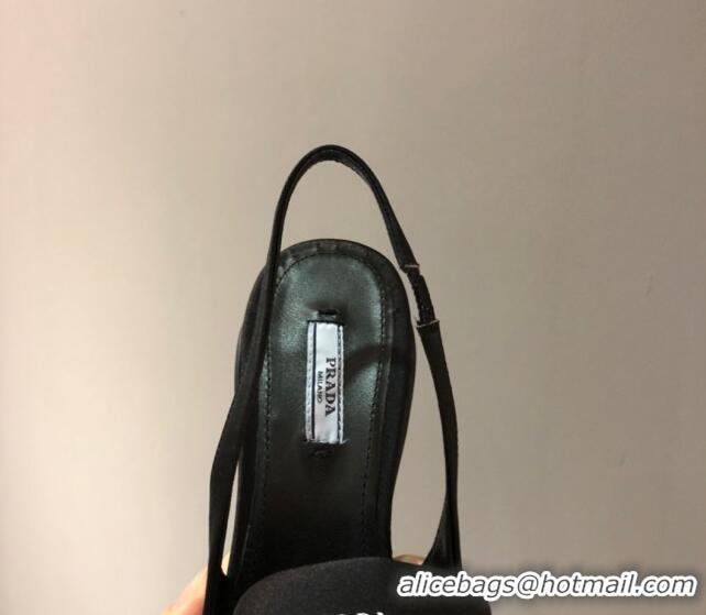 Low Price Prada Silk Slingback Pumps 3cm 042795 Black 2021