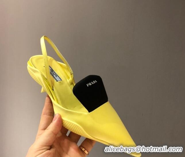 Good Quality Prada Silk Slingback Pumps 3cm 042795 Yellow 2021