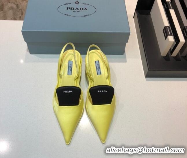 Good Quality Prada Silk Slingback Pumps 3cm 042795 Yellow 2021