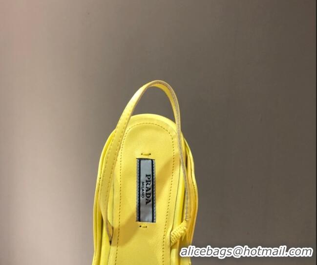 Good Quality Prada Silk Slingback Pumps 3cm 042795 Yellow 2021