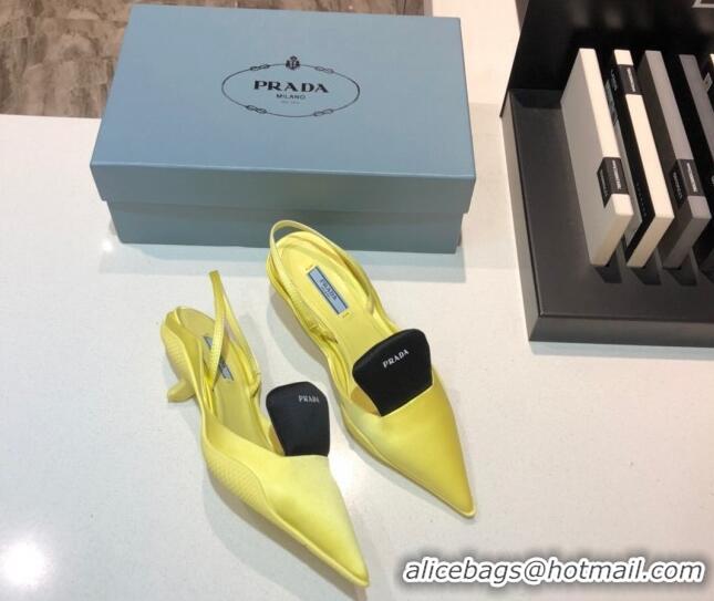 Good Quality Prada Silk Slingback Pumps 3cm 042795 Yellow 2021