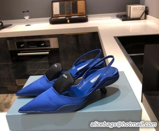 Best Product Prada Silk Slingback Pumps 3cm 042795 Royal Blue 2021