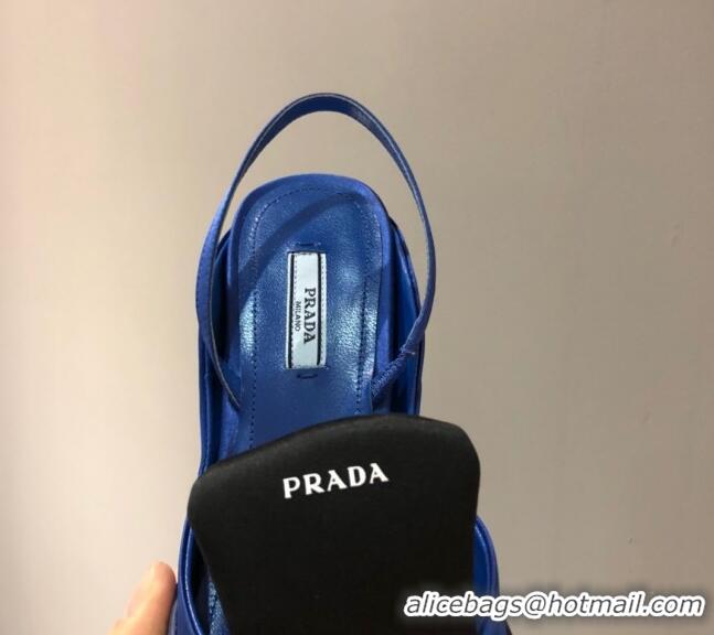 Best Product Prada Silk Slingback Pumps 3cm 042795 Royal Blue 2021