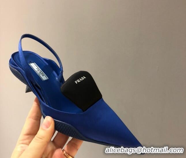 Best Product Prada Silk Slingback Pumps 3cm 042795 Royal Blue 2021