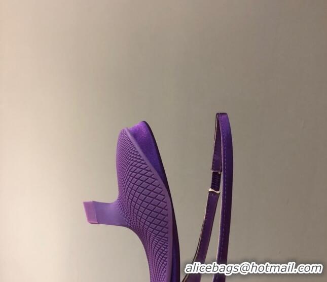 Classic Hot Prada Silk Slingback Pumps 3cm 042795 Purple 2021